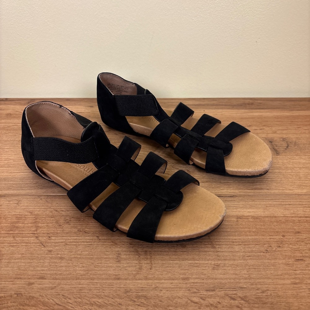 GENTLE SOULS Lennon Nubuck Fisherman Sandal Womens Size 7 Black Kenneth Cole